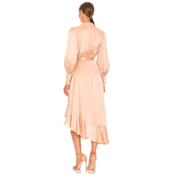 Zimmermann Silk Wrap Midi Dress in Creme Ruffle - Picture 3 of 6